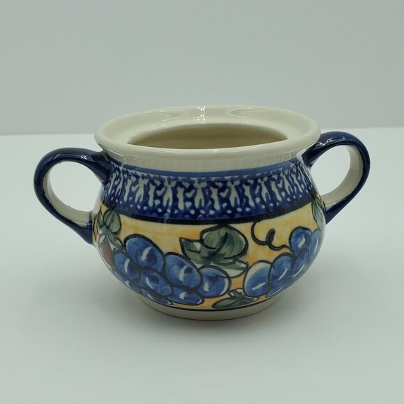 Polish Pottery Tuscan Grapes Cream & Sugar Set Grapes Creamer and Sugar Bowl - Picture 9 of 16